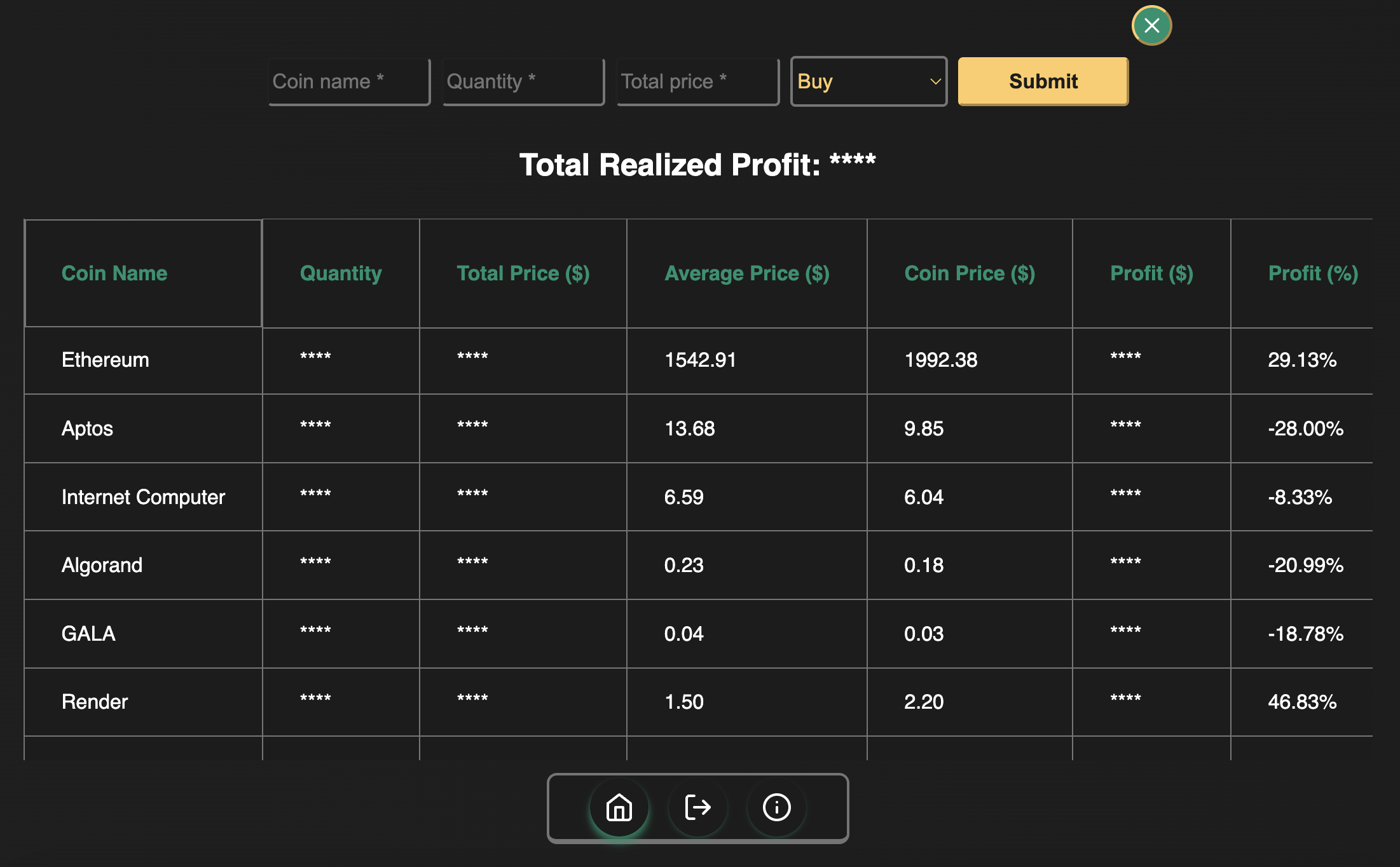 Crypto Investment Tracker